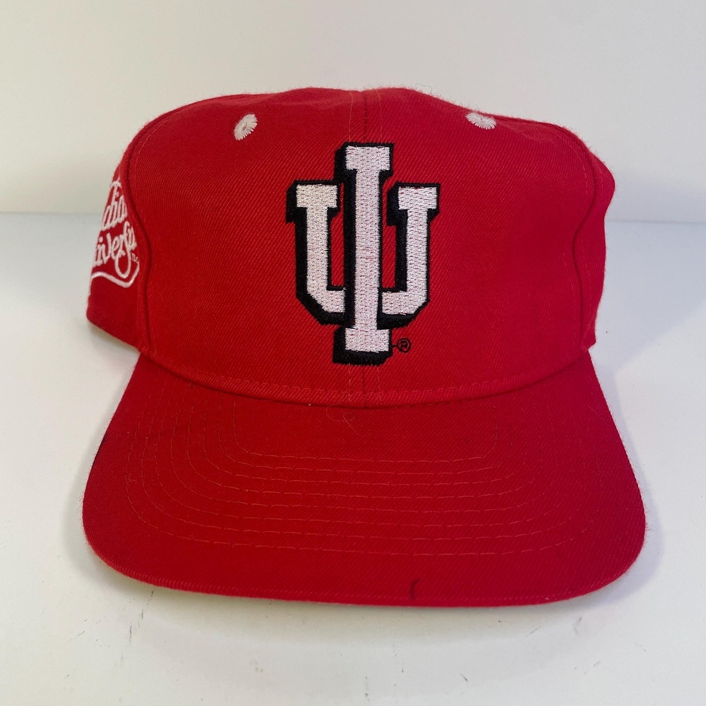 VTG #1 Apparel Indiana Hoosiers IU All Red Fitted Hat Cap 6 7/8" 90s